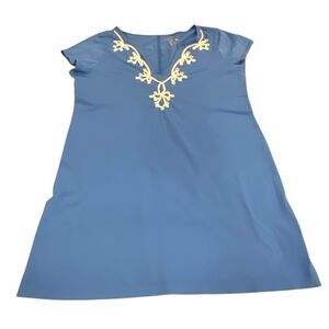 Lilly Pulitzer Brewster Pima Blue Haven Embroidered Dress Size XL